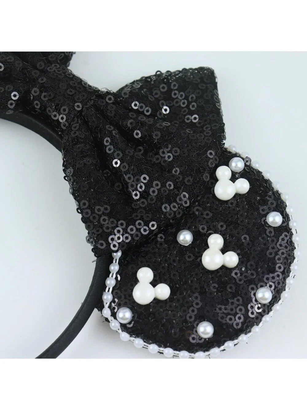Women Black Polyester Velvet Mickey Mouse Halloween Costume Headband